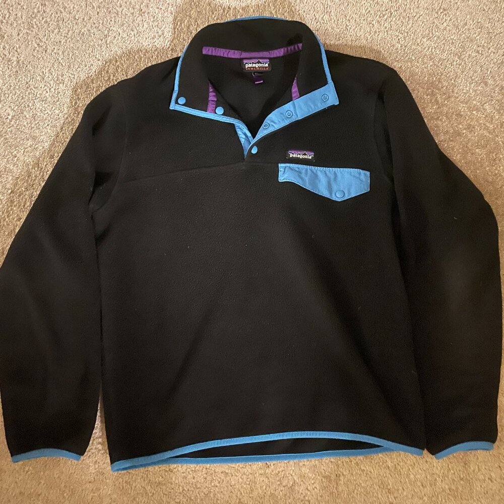 Patagonia Lightweight Synchilla Snap-T Black/Blue Men's S